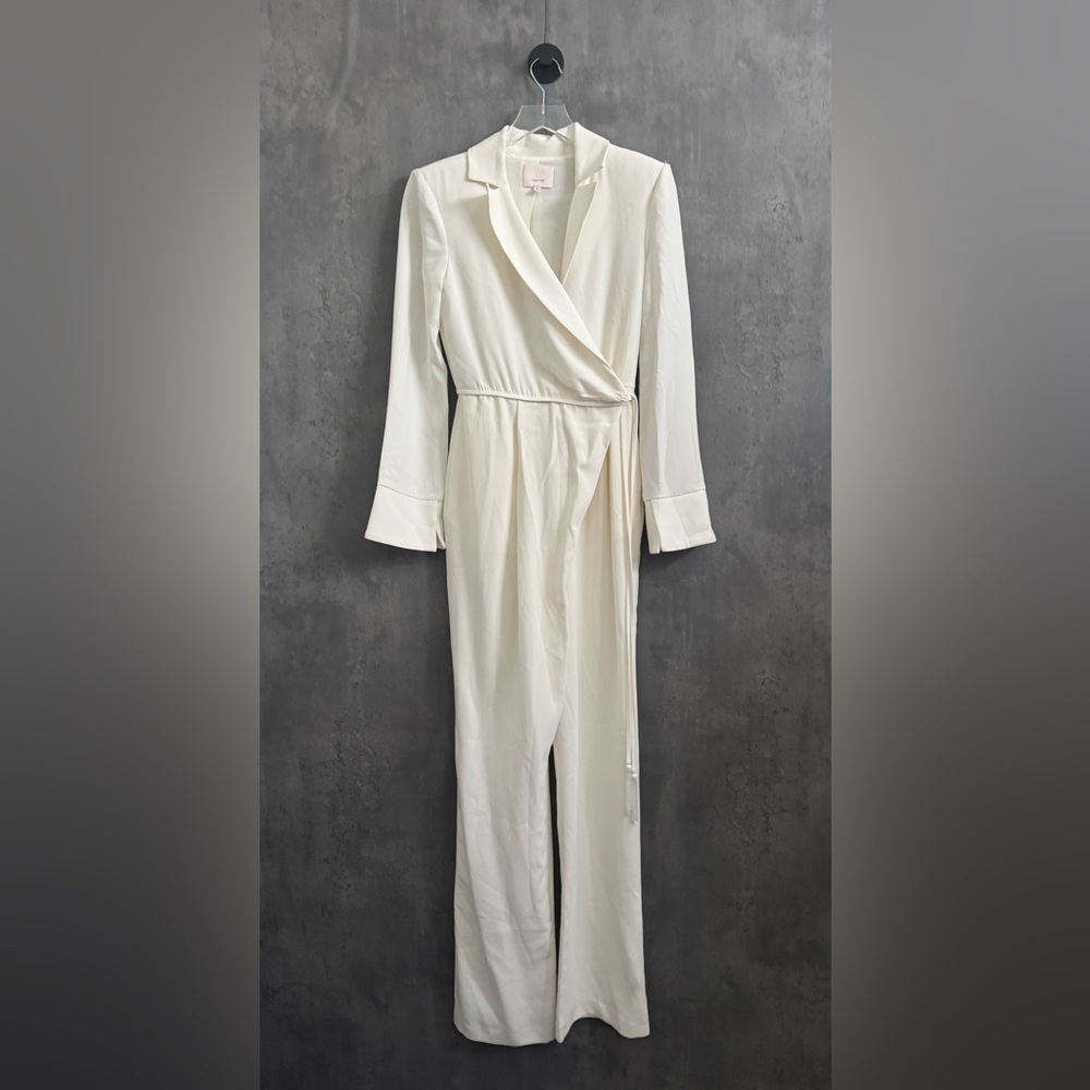 Cinq a Sept Ivory Holiday Macie Wrap Jumpsuit Size 0 B966 - Picture 4 of 7